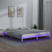  Bedframe LED massief hout wit 200x200 cm