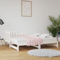  Slaapbank uitschuifbaar 2x(90x200) cm massief grenenhout wit
