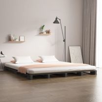  Palletbed massief grenenhout grijs 120x190 cm 4FT Small Double
