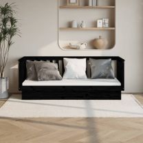  Slaapbank 75x190 cm massief grenenhout zwart