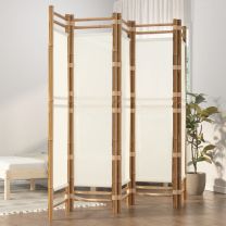  Kamerscherm 5-panelen inklapbaar 200 cm bamboe en canvas