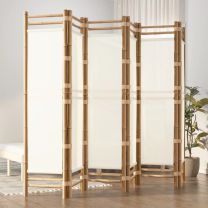  Kamerscherm 6-panelen inklapbaar 240 cm bamboe en canvas