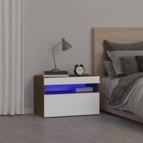 Nachtkastje met LED-verlichting 60x35x40 cm gerookt eikenkleur