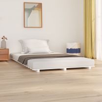  Bedframe massief grenenhout wit 150x200 cm