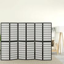  Kamerscherm inklapbaar 6 panelen Japanse stijl 240x170 cm zwart