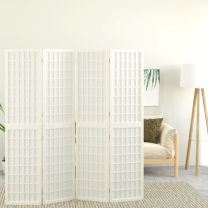  Kamerscherm inklapbaar 4 panelen Japanse stijl 160x170 cm wit