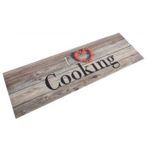  Keukenmat wasbaar cooking-print 60x180 cm fluweel grijs