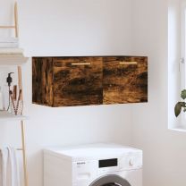 Wandkast 80x36,5x35 cm bewerkt hout gerookt eikenkleurig