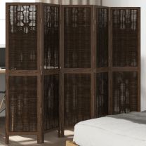  Kamerscherm met 5 panelen massief paulowniahout donkerbruin