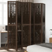  Kamerscherm met 6 panelen massief paulowniahout donkerbruin