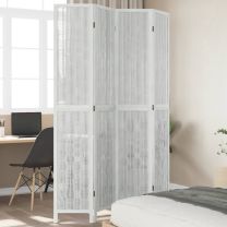  Kamerscherm met 4 panelen massief paulowniahout wit