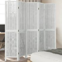  Kamerscherm met 5 panelen massief paulowniahout wit