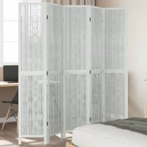  Kamerscherm met 5 panelen massief paulowniahout wit