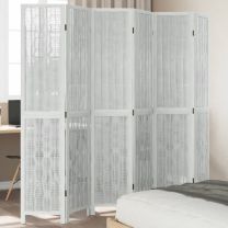  Kamerscherm met 6 panelen massief paulowniahout wit
