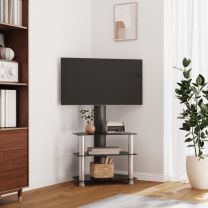  Tv-standaard hoek 3-laags voor 32-70 inch zwart en zilverkleur