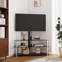 Tv-standaard hoek 3-laags voor 32-70 inch zwart en zilverkleur