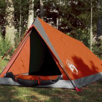  Tent 2-persoons 200x120x88/62 cm 185T taft grijs en oranje