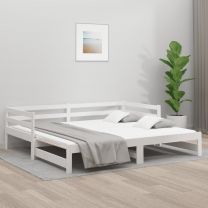  Slaapbank met onderschuifbed 80x200 cm massief grenenhout wit
