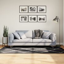  Vloerkleed shaggy hoogpolig modern 100x200 cm zwart en crme