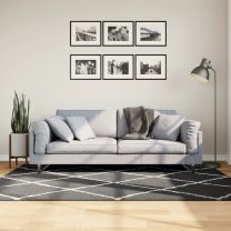  Vloerkleed shaggy hoogpolig modern 140x200 cm zwart en crme
