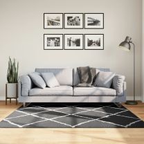  Vloerkleed shaggy hoogpolig modern 160x160 cm zwart en crme