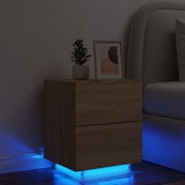  Nachtkastje met LED-verlichting bewerkt hout sonoma eikenkleur