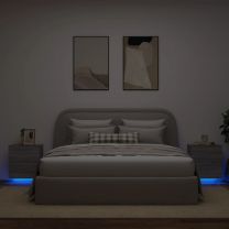 Nachtkastjes met LED-verlichting 2 st bewerkt hout grijs sonoma