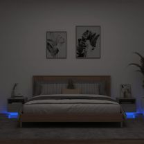  Nachtkastjes met LED-verlichting 2 st 40x39x37 cm grijs sonoma