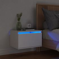  Nachtkastje met LED-verlichting wandgemonteerd wit