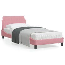  Bedframe met hoofdeinde fluweel roze 90x200 cm