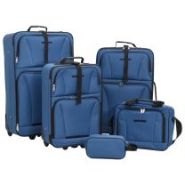  5-delige Kofferset stof blauw