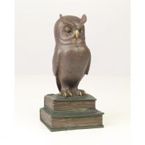 A BRONZE SCULPTURE OF THE WISE OWL