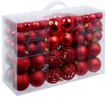 Kerstboomballen kunststof kleur Rood set van 100 stuks
