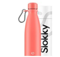 Slokky - Pastel Coral Thermosfles, Dop & Karabijnhaak - 500ml
