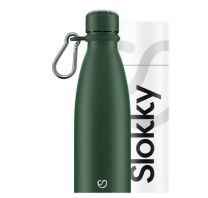 Slokky - Matte Green Thermosfles, Dop & Karabijnhaak - 500ml