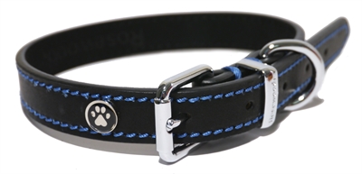 Luxury Leather Halsband Hond Leer Luxe Zwart - 1.3X25-36 CM