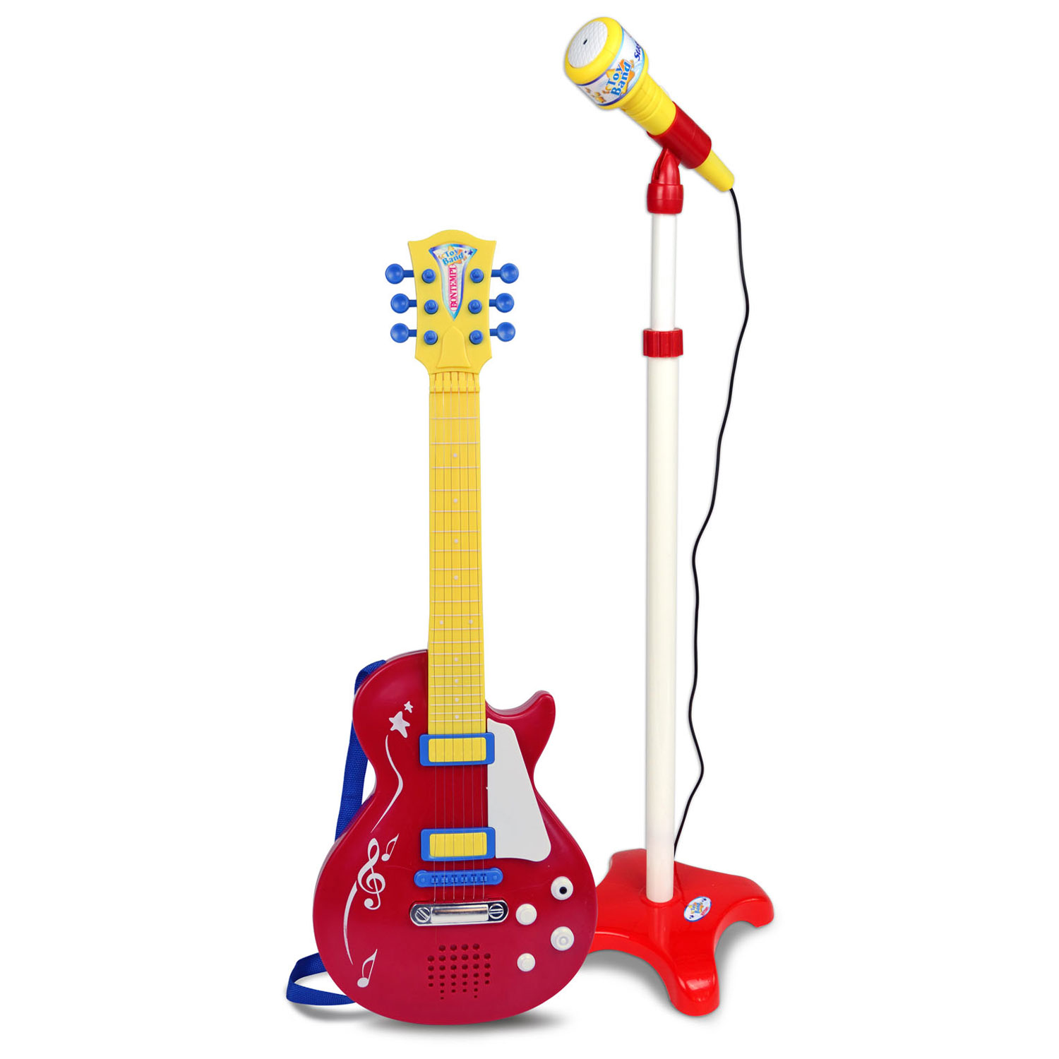 Bontempi Spa Rock Gitaar - Speelgoedinstrument - Met staande microfoon - Rood