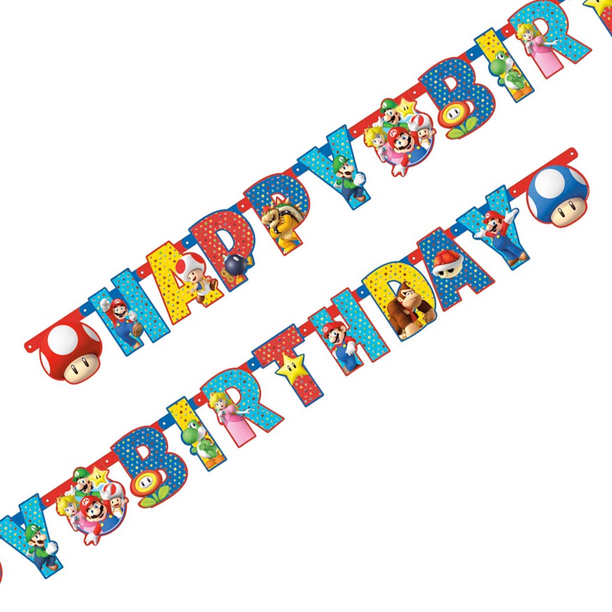 AMSCAN - Happy Birthday Super Mario slinger - Decoratie > Slingers en hangdecoraties
