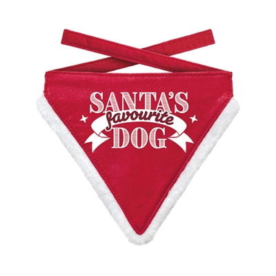 Kerst Bandana Santa's Favourite Dog Hond Rood maat M