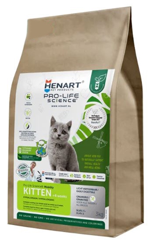 Henart Insect Junior Hypoallergenic katten droogvoer - Neutraal smaak - 3 kg - kattenbrokken - graan vrij