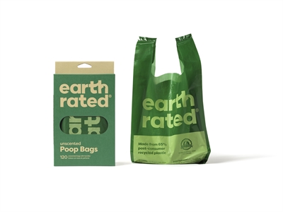 Earth Rated Eco Poepzakjes met Handvat Geurloos 120 zakjes