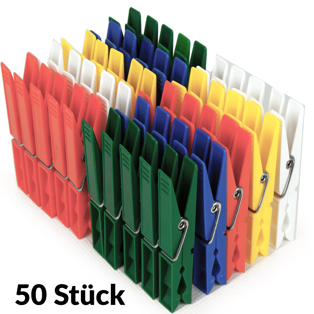 Wasknijpers kunststof pak van 50 stuks multi colour