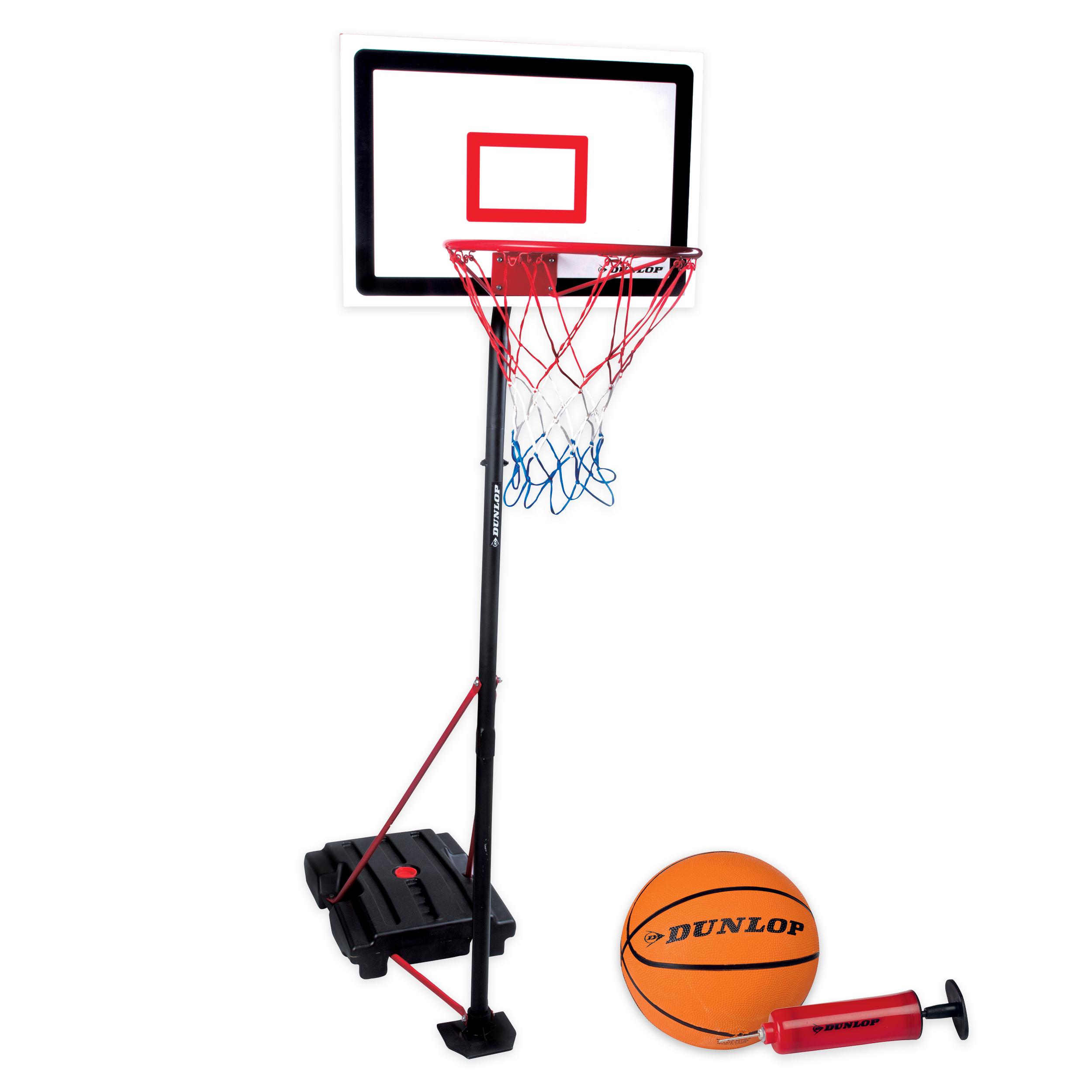 Dunlop Basketbalset - Speelset Junior - In Hoogte Verstelbaar: 165 - 205 cm - Basketbal standaard, bal, pomp