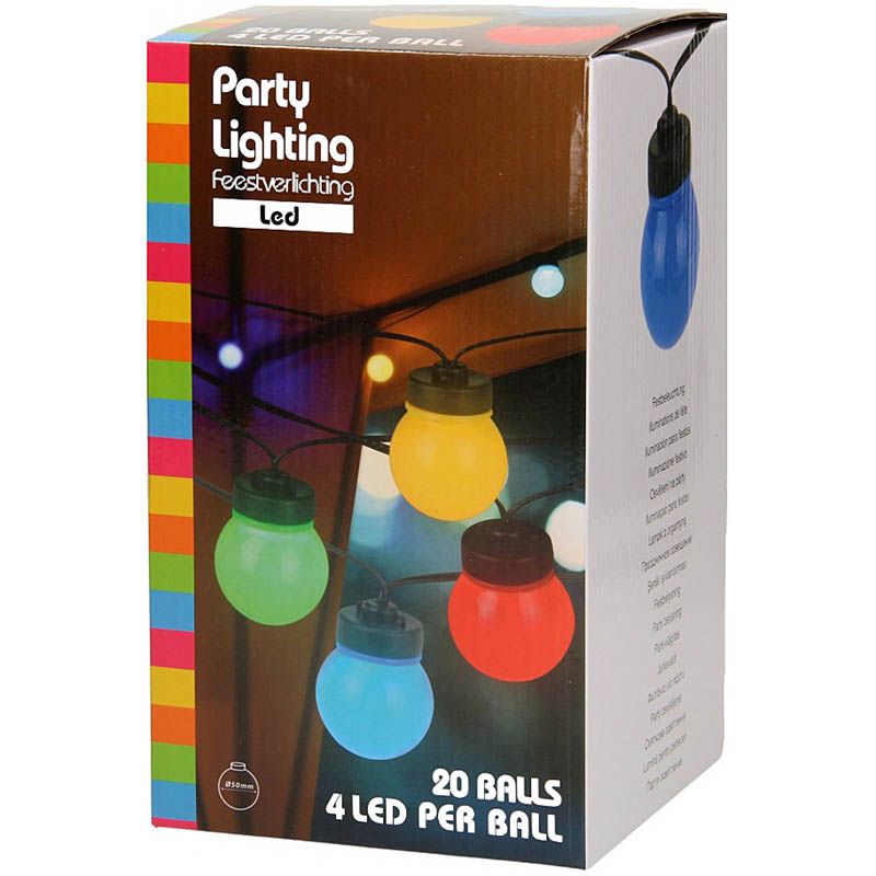 Feestverlichting - Lichtslinger incl. 20 energiezuinige LED Lampen - LED Feestversiering en decoratie - 12,5 meter - Lichtsnoer - Party lights - Stof, water- en schokbestendig - Ee