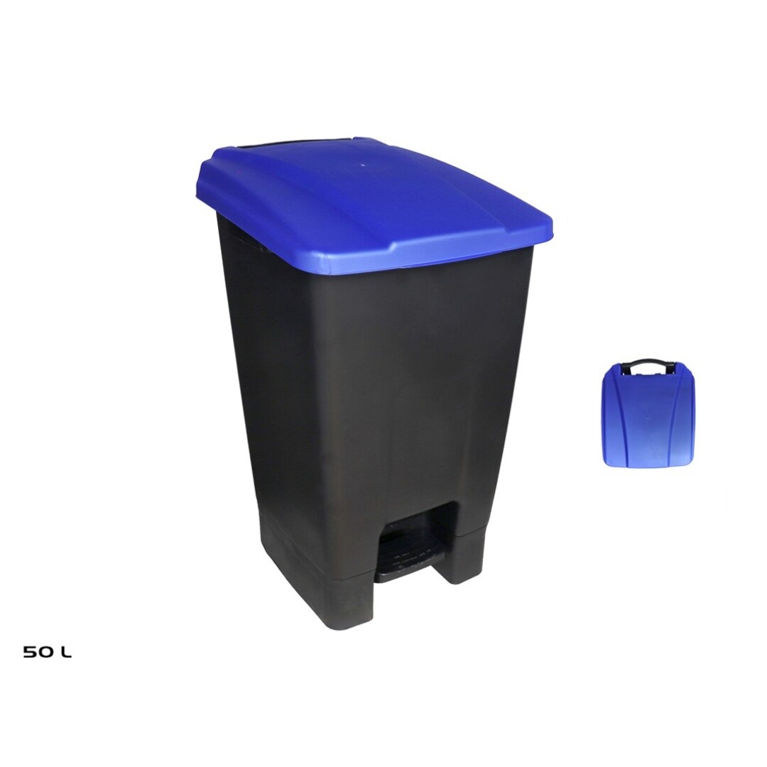 Pedaalemmer - Prullenbak - Afvalbak - 50 liter - Blauw